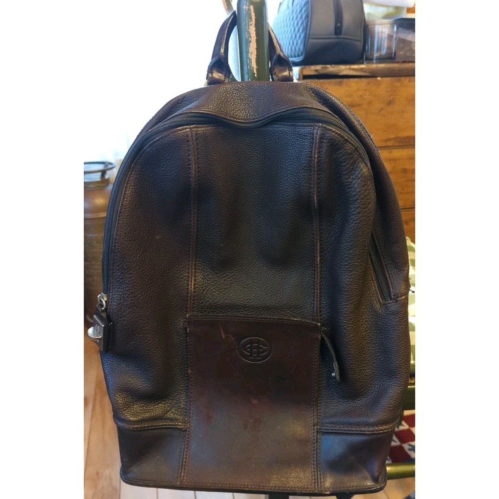 Vintage Cole Haan Backpack Dark Brown Pebbled Leather Bag‎